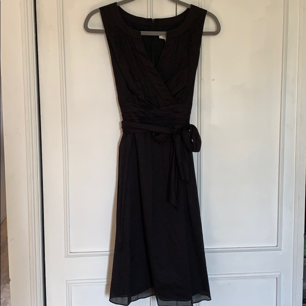 White House Black Market Black Cotton Wrap Dress